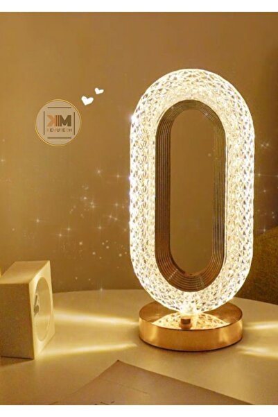 BEKAZE Dekoratif Kristal Şarjlı Yılbaşı Masa Lambası, Gold Led Abajur, Dokunm...