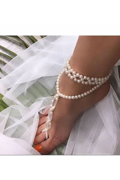 By G Tasarım Bridal Outside Shooting/Paper Party Pearl Foot Accessory