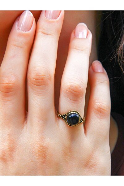 esha حجر طبيعي مستدير من العقيق - خاتم نسائي قابل للتعديل euy35o