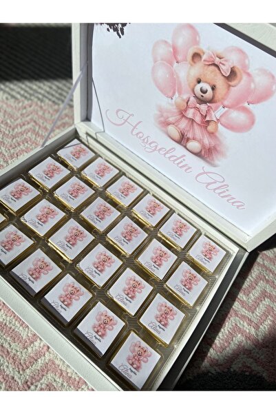 İdalin Concept Ayıcıklı Çiçekli Bebek Çikolatası Yenidoğan Hoşgeldin Doğumgün...