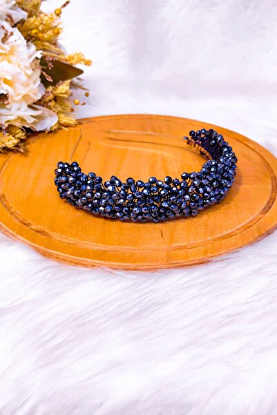 SimgeAksesuar Tamamen El Yapımı Koyu Lacivert Renkli Kristal Taşlı Şık Ve Zar...