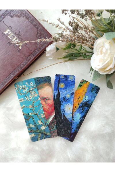 Flowery Paper Van Gogh Temalı Kitap Ayracı 4'lü