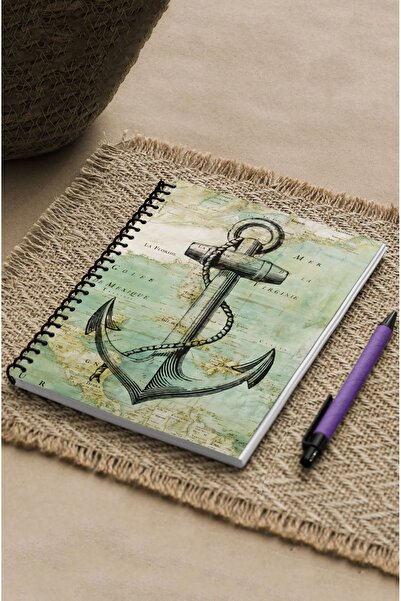 kutuTR 15x21 Vip Modelist Notebook - Sailor Pattern, Wooden MDF Cover, 100 Sheets Lined, 80gr/m2 Ç523