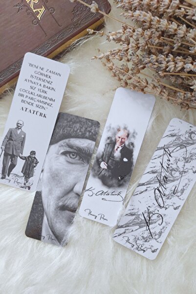 Flowery Paper Mustafa Kemal Atatürk Kitap Ayracı 4'lü Set