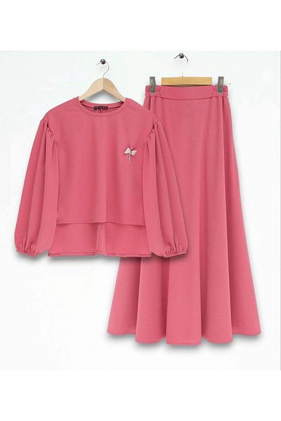 YILMAZBARMAZ WOMEN'S BUTTERFLY STONE SKIRT SUIT