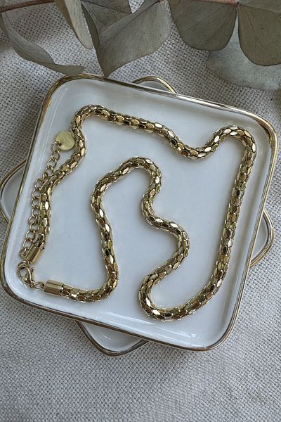 fuya design 50cm Steel Chain Sequin Pipe Necklace