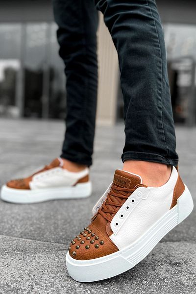 BZ Moda B169 Thorn - Мъжки спортни обувки с ортопедична подметка, CBT, кафяви/бели