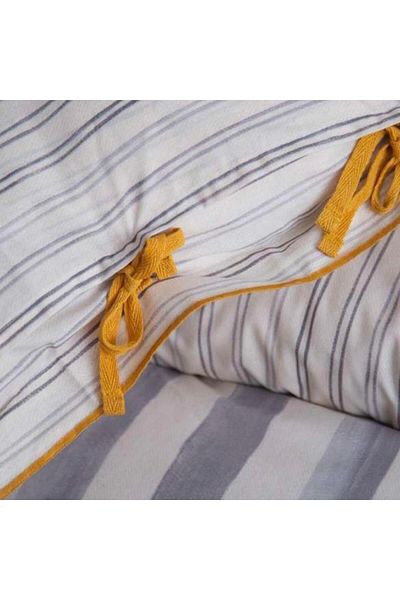 Apricitas HOME طقم غطاء لحاف سرير مزدوج من الموسلين بيج - مخطط