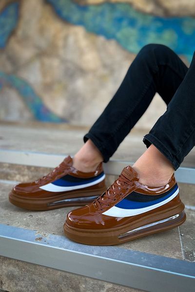 BZ Moda Ariaso B171 - Мъжки спортни обувки с ортопедична подметка от лачена кожа - RTT Taba