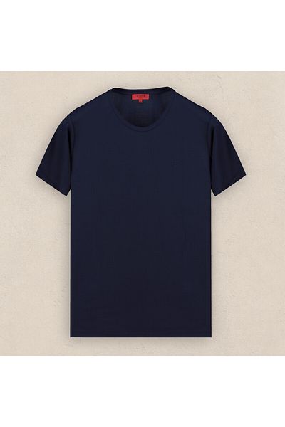 Sarar Μπλουζάκι Navy Blue Interview Modal Kumash Slim Fit Basic T-shirt - Crew λαιμόκοψη, κοντό μανίκι
