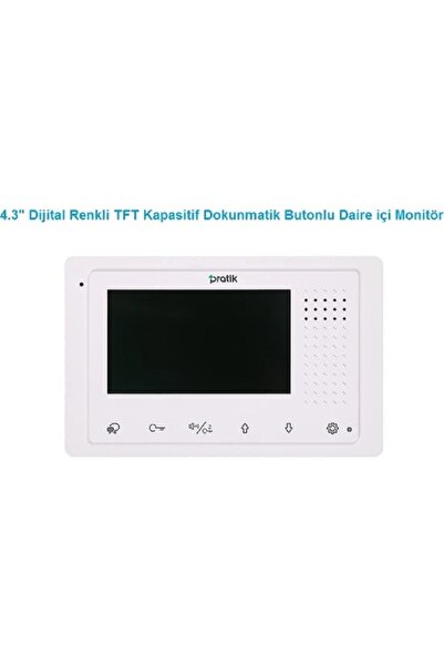 Pratik Kart 4.3" Dijital Renkli Tft Kapasitif Dokunmatik Butonlu Daire İçi Monitör