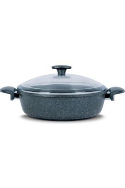 ThermoAD Gray Aluminum Casting Flat Pot 22 Cm 2.5lt