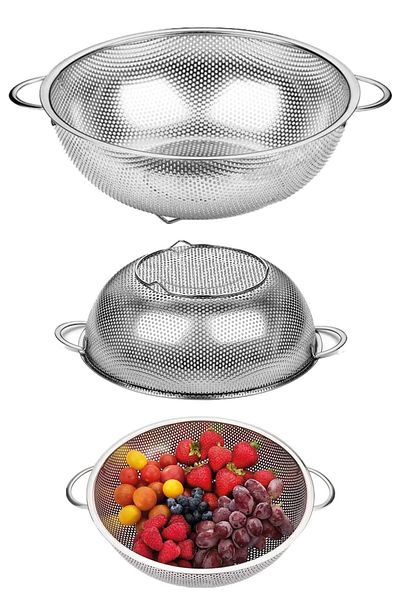 Enfa Stainless Steel Pasta Strainer - 22.5 Cm