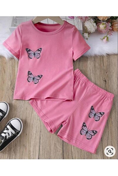 VESTIR BIEN Set pentru copii cu model fluture roz