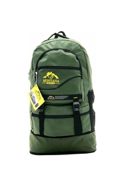 MONTANA 55+10 Liter Green Gusseted Waterproof Multi-Compartment Camper-Travel-Mountaineer-School Backpack
