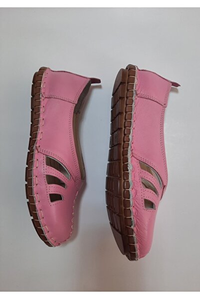 KAPAR İçi Dışı Hakiki deri Pembe renk ortopedik çarık babet