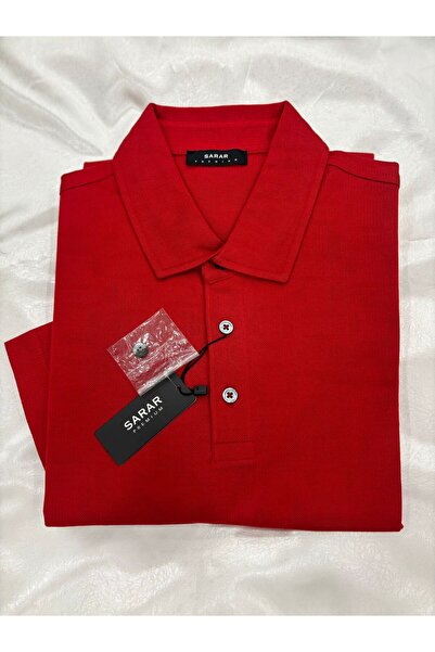 Sarar PREMIUM Red Polo Collar Woven Kumash T-Shirt