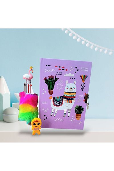 ÇİLEKHOMEAVM Locked Keepsake and Diary Notebook - Teddy Bear and Kuromi Versatil Pen Set