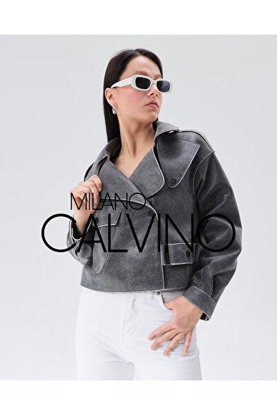 Milano Calvino Kadın Hakiki Deri Ceket Mont