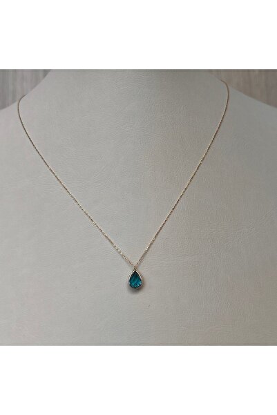 Goldstation 14 Ayar Damla Taşlı Altın Kolye