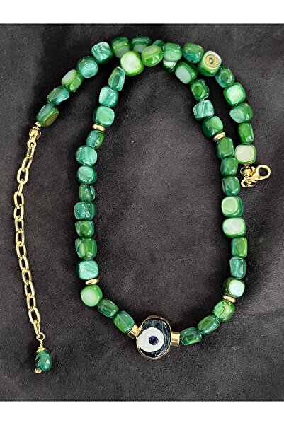 TAVUSKUSHU Timbil sedef nazar boncuklu kolye