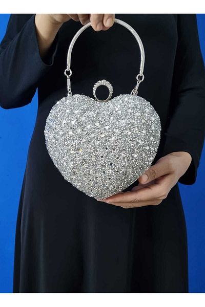 GP GUES POLO Silver Heart Women's Evening Bag