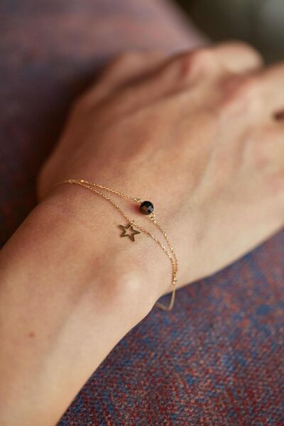 Goldstation 14 Ayar Altın Bileklik Yıldız Ve Taş Detaylı