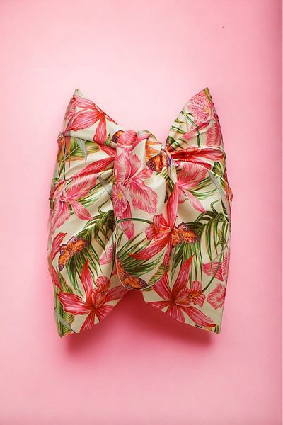pistore New Season Satin Women's Beach Dress - Cream Starry Pattern, Short Pareo