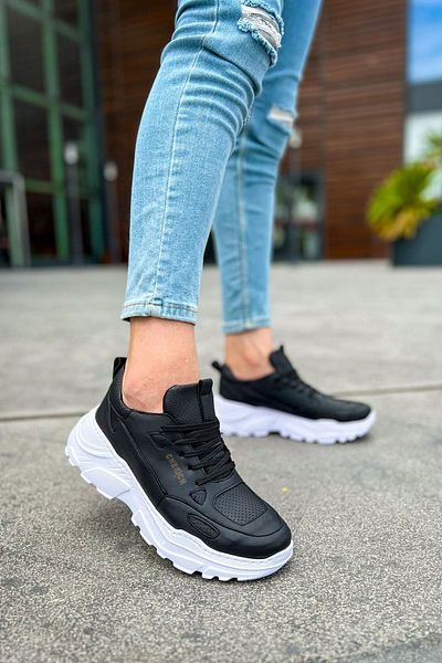 BZ Moda B089 Pantofi negri cu talpă ortopedică pentru bărbați - Pantofi sport cu șireturi