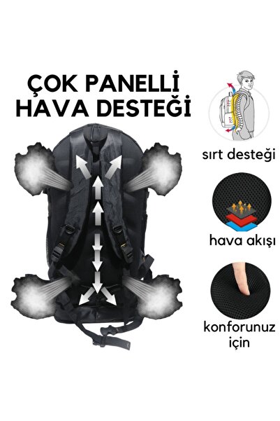 Baggor 90litrový černý vodotěsný vícekomorový batoh na kempování, cestování a hor s přihrádkou na notebook