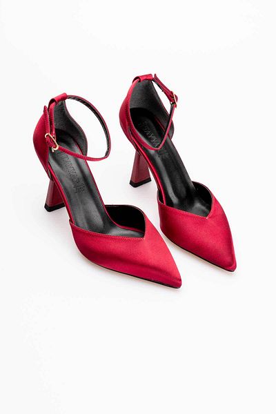 Buem Satin strălucitor - Pantofi cu toc casual, cu curea la gleznă