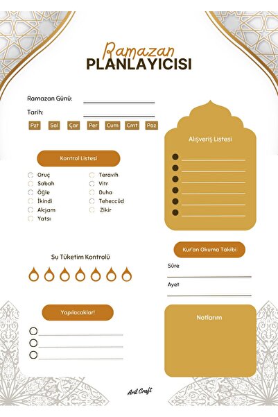 Arilcraft Özel Tasarım Ramazan Ayı İçin Planlayıcı A5 Boy
