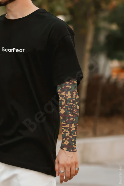 BearPear Kamuflaj Desenli Giyilebilir Dövme Tattoo Sleeve Kumaş Dövme