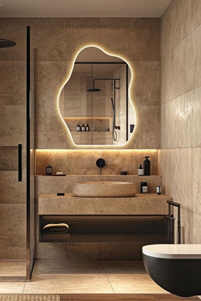 Mirze Life 90x70cm Estetik Tasarım Ledli Banyo Aynası, Gün Işığı Aydınlatmalı...