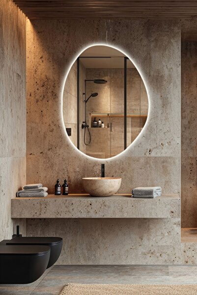 Mirze Life 65x50cm Beyaz Led Aydınlatmalı Estetik Banyo Aynası, Modern Tasarı...
