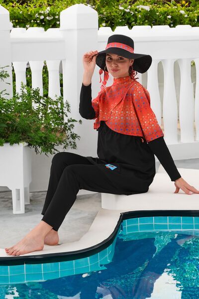 MAG FASHİON 3 Piece Hijab Swimsuit - Pleat Detail on the Shoulder, Full Covered