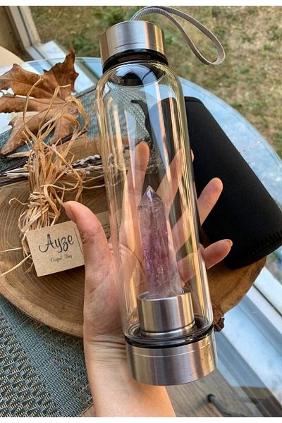 AYZE DOĞALTAŞ Amethyst Natural Stone Water Bottle