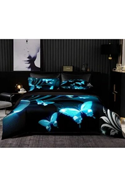 Elmas Dizayn ÖZEL ÜRETİM TEK KİŞİLİK 3 PARÇADAN OLUŞAN SATEN & PAMUK SİYAH MA...