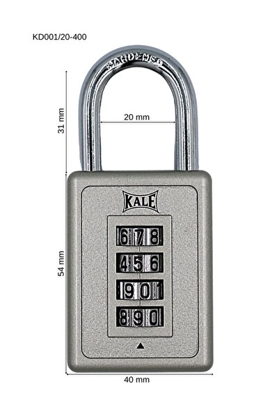 Kale Kilit قفل رمادي مكون من 4 أرقام - مع مجموعة قلعة (قفل سلة)