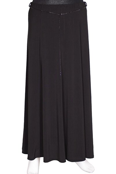 Eray Kadın Tuba Battal Beden Sandy Kumaş Astarsız Siyah Etek