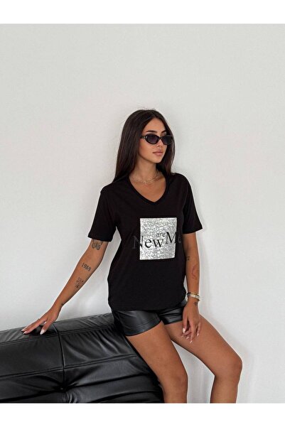 Noa&Noa Napisano New Me kratki rukav V-izrez T-shirt