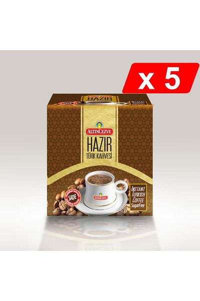 Altıncezve 5 Pack Instant Turkish Coffee - 20 Pieces x 7 Gr Plain Coffee