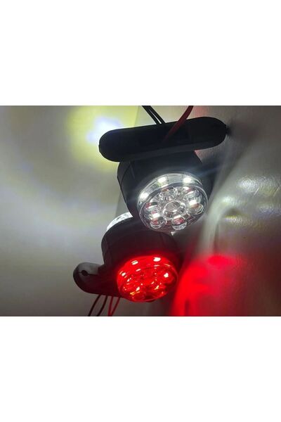 GUMUSONLINE Mercekli Mini Takoz 12 Ledli Kırmızı-Beyaz 12v-24v