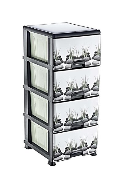 abnturk 4 Çekmece Taşlarda Çimen Desenli BüyükBoy Ultra Lüks Komidin Yüksekli...