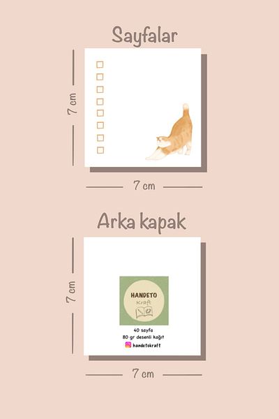 Handeto Kraft مجموعة من 4 لوحات مذكرة ملونة - دفتر ملاحظات صغير قابل للسحب، 7x7 سم، 40 SF