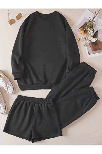 EYAX MODA Σετ 3 τεμαχίων Advantage - Φούτερ με λαιμόκοψη, φούτερ και σορτς