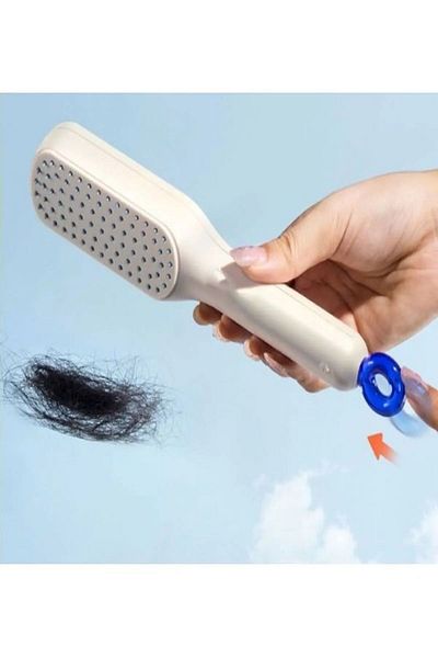 safestore Anti-Static Hair Massage Brush with Automatic Keys - Self-Cleaning, Detangling