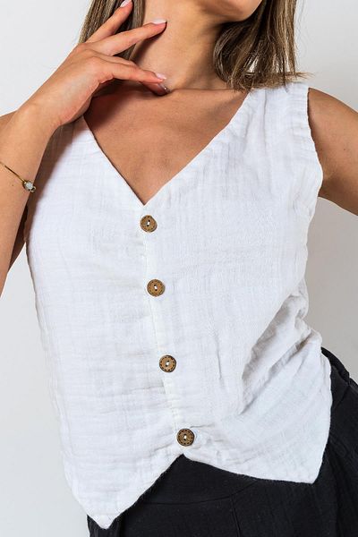 Zeliha Baysan Kyra Muslin White Women's Vest