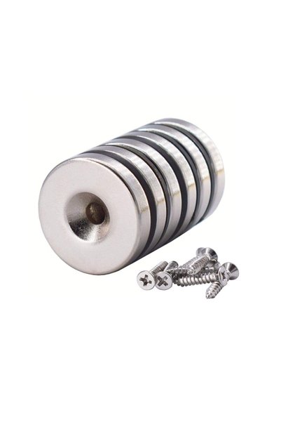 Dünya Magnet 1 Adet 30mm X 10/5mm X 6mm Havşa Delikli Güçlü Neodyum Mıknatıs
