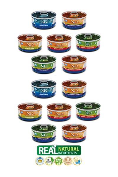 N&D Grain Free Natural Wet Food Tahılsız Doğal Içerikli Karışık Konserve Yaş ...